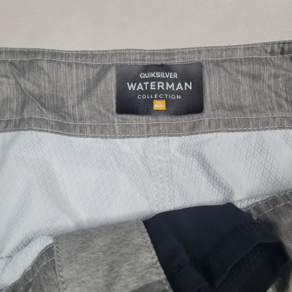 Quiksilver Mens Boardshorts Size 32 Waterman Collection Primetime Gray Check 9